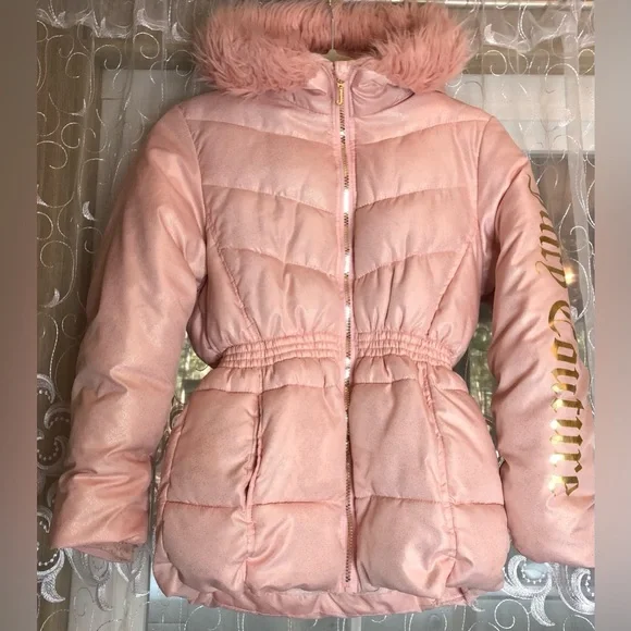 Juice Couture Los Angeles California Puffer for Girls Size 14 Pink Like New - Picture 11 of 11